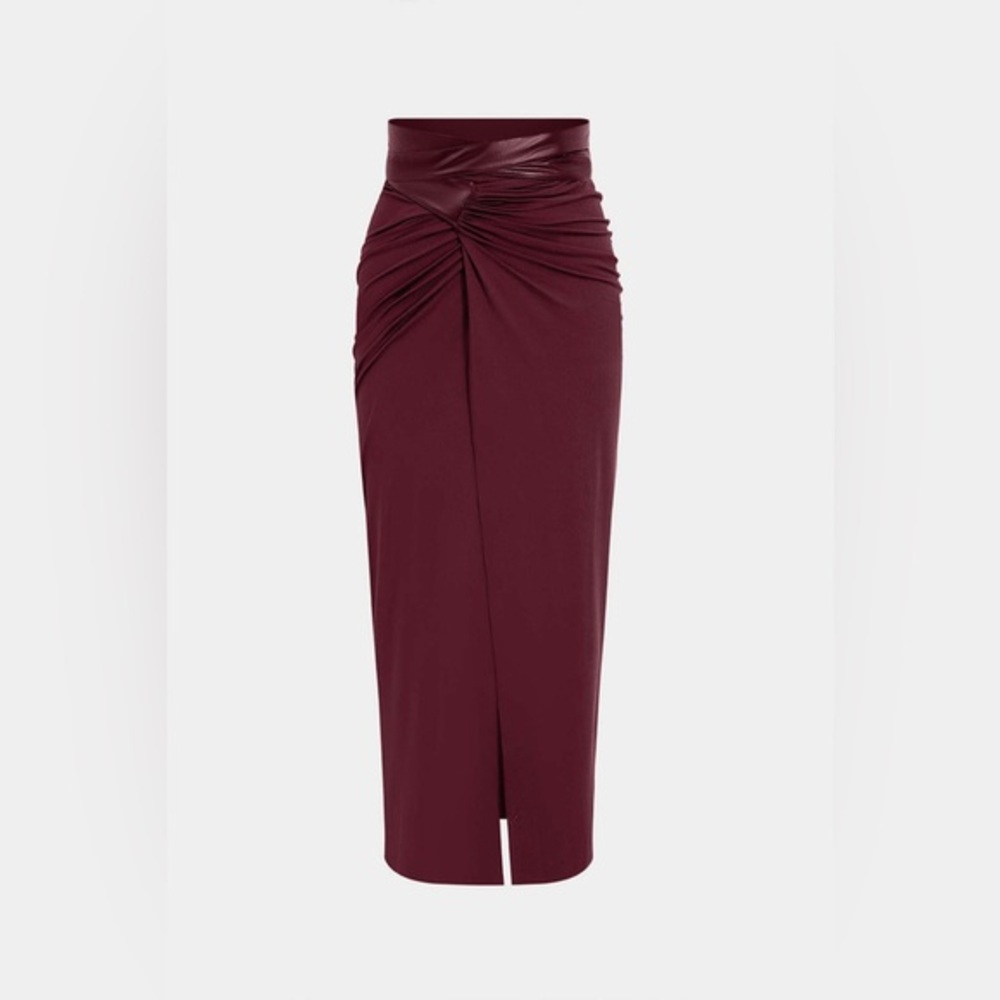 Micas Faux Leather Patchwork Ruched midi Skirt 2XL MC2-6